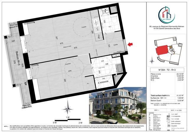 Appartement F2 à vendre - 2 pièces - 41.65 m2 - STE GENEVIEVE DES BOIS - 91 - ILE-DE-FRANCE - Century 21 Agence De La Poste