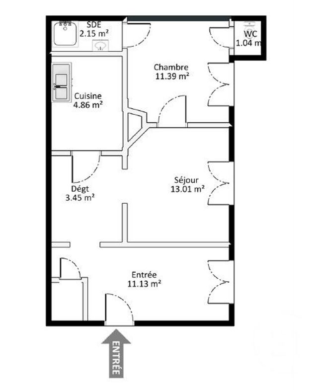 Appartement F2 bis à vendre - 2 pièces - 47.03 m2 - VERSAILLES - 78 - ILE-DE-FRANCE - Century 21 Agence De La Poste